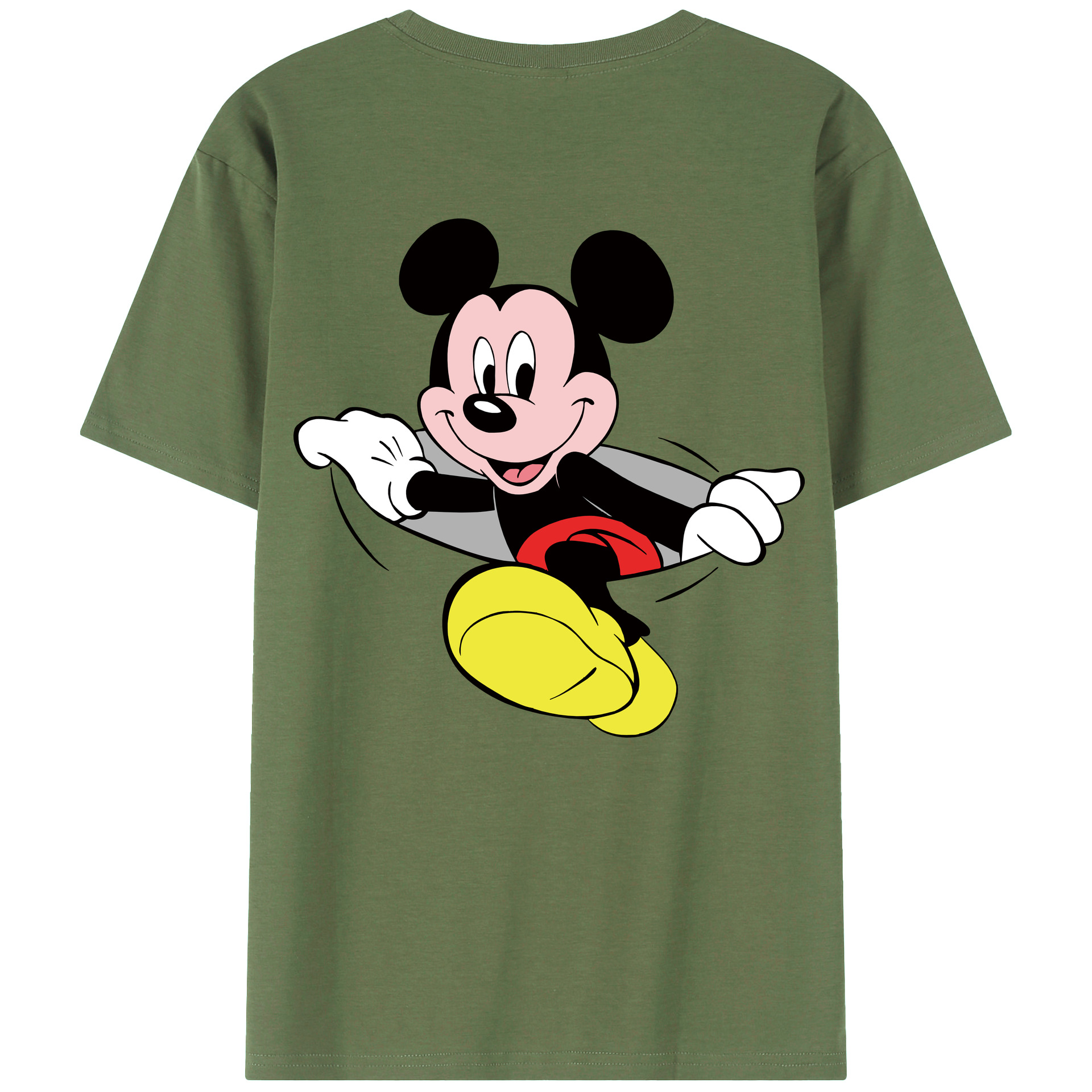 ミッキーマウス Mickey Mouse 綿100％ メンズ半袖Tシャツ（バックプリント） 通気性